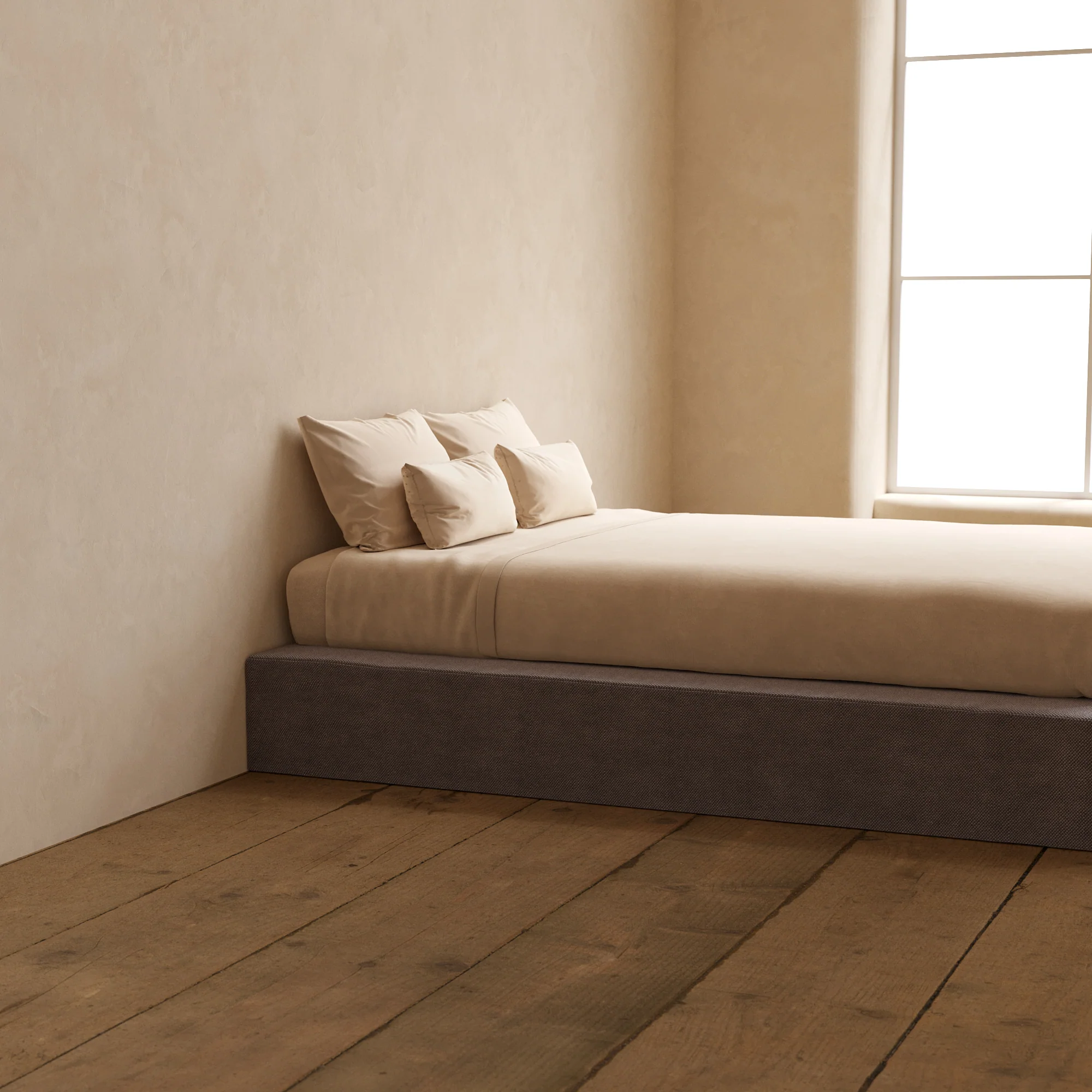Slipcover Only - Queen Upholstered Platform Bed | Plush Weave in Ash - Image 5