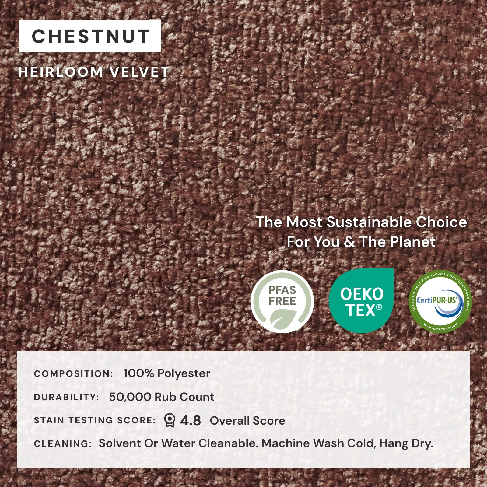 Square Performance Accent Pillow 20 x 20 | Heirloom Velvet in Chestnut - Image 4