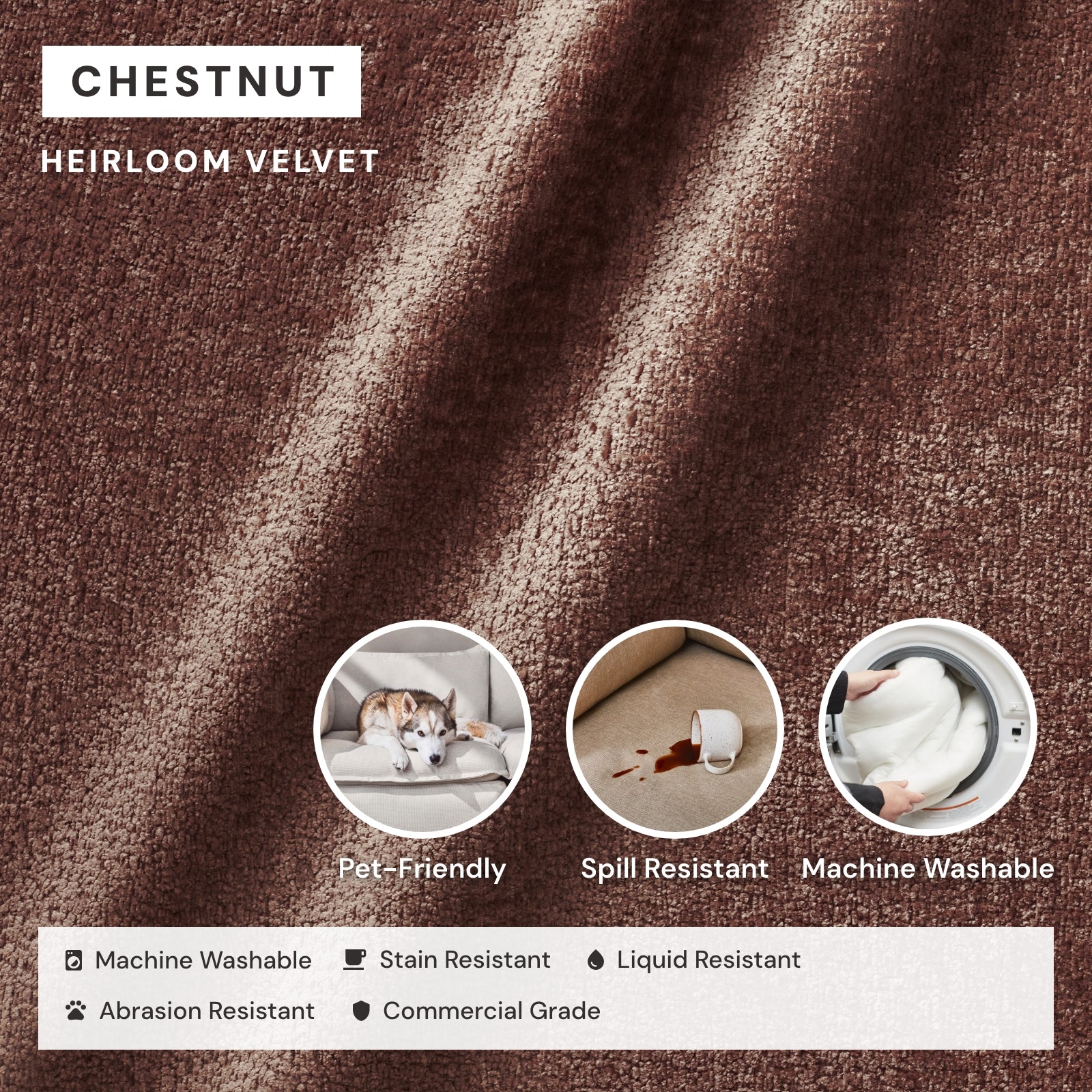 Washable Upholstered Dining Chair | 15” Back Height in Chestnut (Set of 2) - Image 3