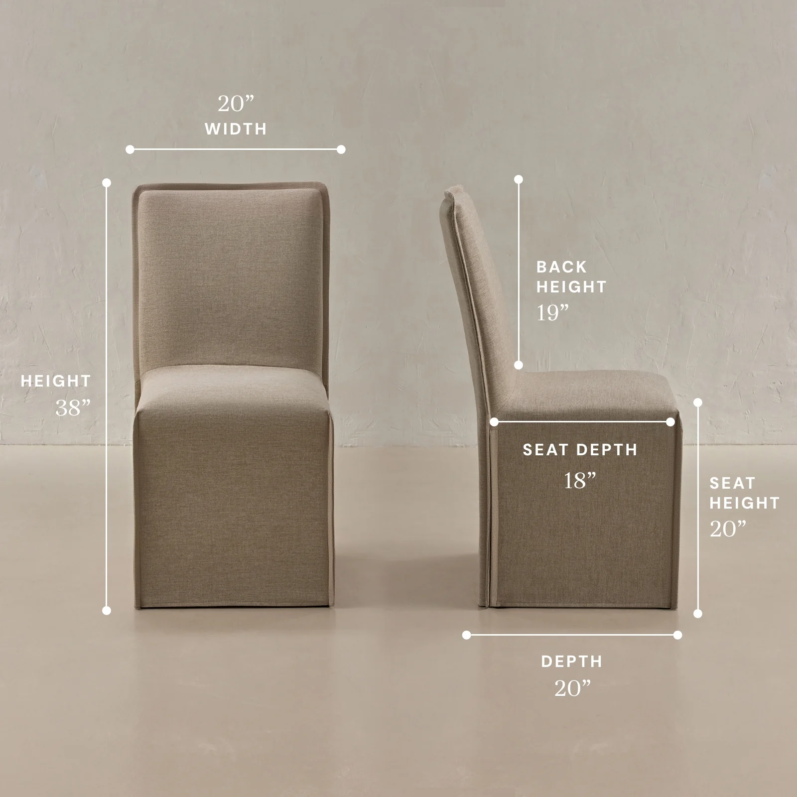Washable Upholstered Dining Chair | 19” Back Height in Oat (Set of 2) - Image 5