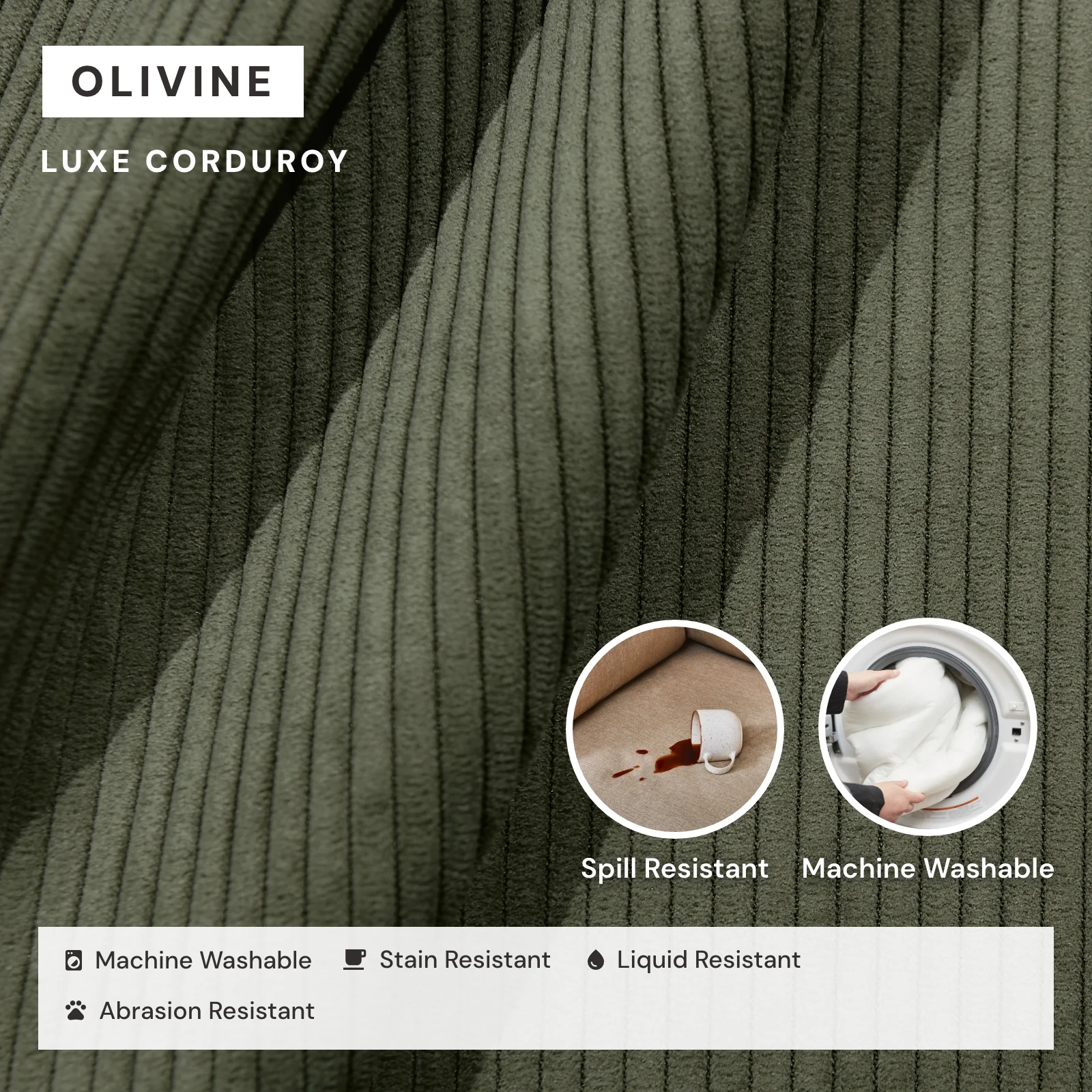 Washable Upholstered Dining Chair | 19” Back Height in Olivine - Image 3